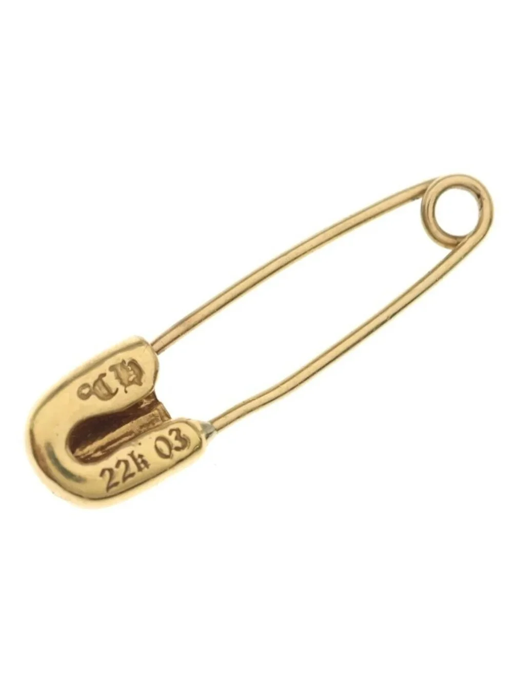 Chrome Hearts 22k Safety Pin S 22k Small Pin 1 Diamond Gold Necklace Top